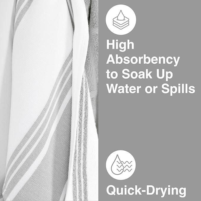 All-Clad Dual-Purpose Kitchen Towels: Highly Absorbent - 100% Cotton, 17"x30" Dish Towels for Cleaning & Drying Dishes & Glassware, 3-Pack, Titanium