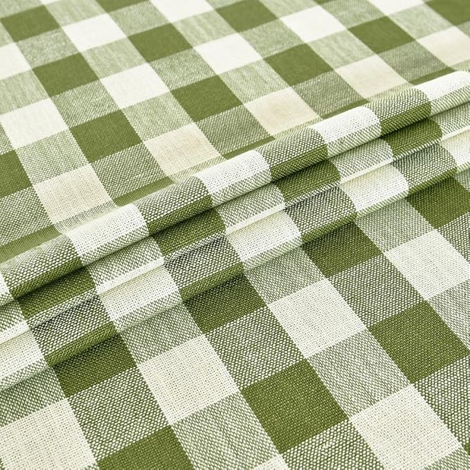 Gingham Tablecloth Rectangle Table Cloth Heavy Duty Cotton Checkered Table Cover for Spring Picnic Kitchen Dining(C-Sage Green, 52x120 inch)