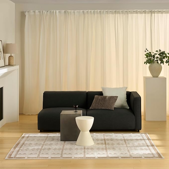 Nourison Home Nordic Taupe 4' x 6' Area Rug - Easy Clean, Non Shedding, Bed Room, Living Room, Dining Room, Kitchen (4' x 6')