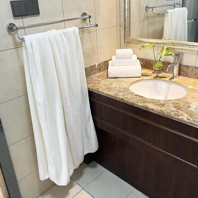 YTYC Towels,29x59 Inches Extra Large Bath Towels for Bathroom Super Soft Quick Dry Light Weight Waffle Microfiber Shower Towels 80% Polyester 20% Nylon (White,4 Piece)