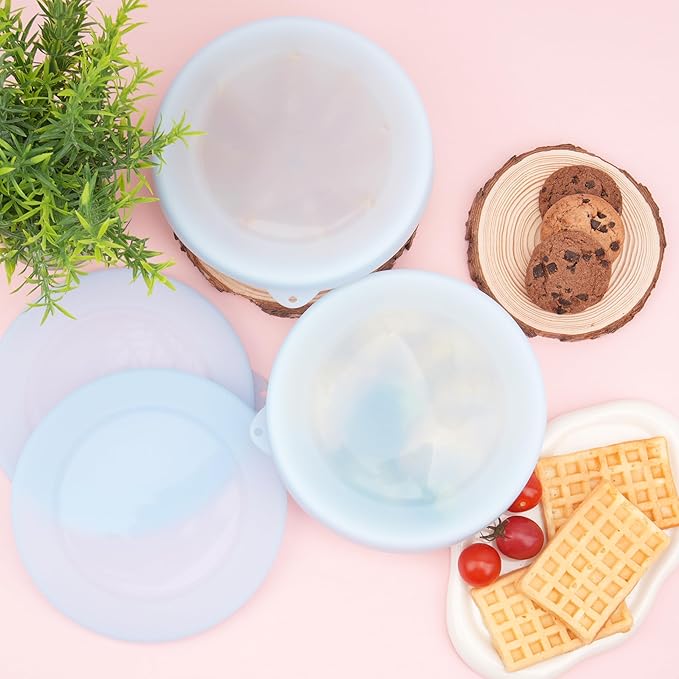 4 Pack Silicone Lids for Corelle Vitrelle 18-Oz Soup/Cereal Bowls, Freezer & Microwave & Dishwasher Safe (Bowl not included)