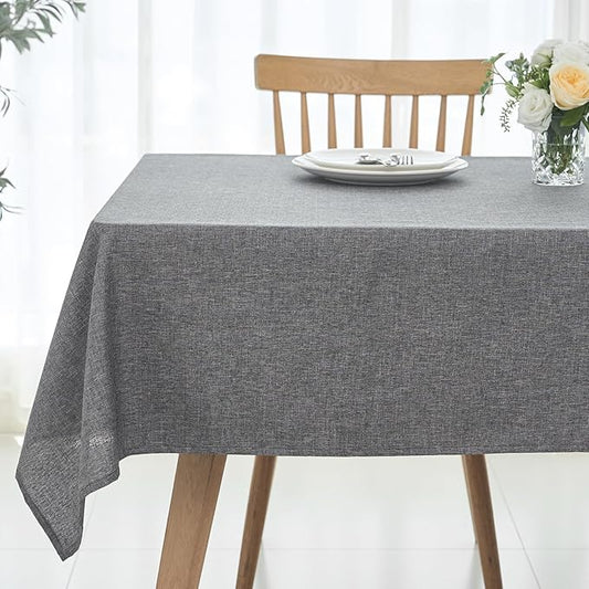 maxmill Linen Textured Rectangular Tablecloth Water Resistant Wrinkle Free Spill-Proof Stain Proof Table Cloth for Dining Room Decoration Banquet Party Wedding Holiday Dinner, 52 x 84 Inch, Dark Grey