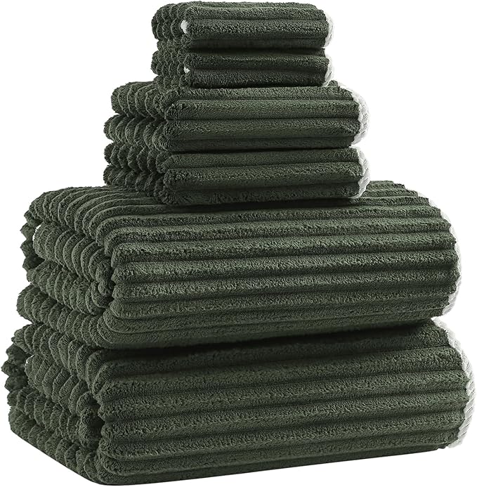 40x80 Inches Bath Sheets Towels for Adults Luxury Microfiber Extra Large Bath Towels for Bathroom Super Soft Absorbent Quick Dry with Hanging Loop(Olive Green,6PCS)
