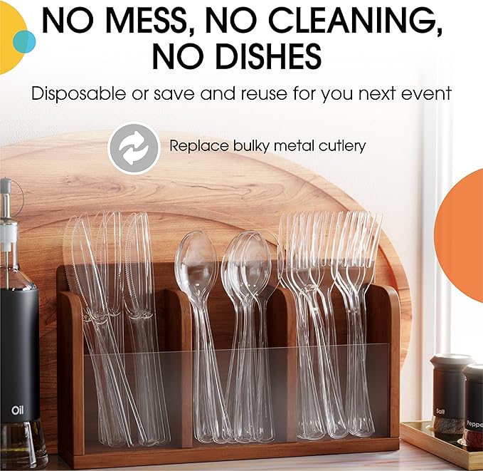 Party Solids Clear Plastic Forks 200 Pieces Clear Forks Disposable Utensils Heavy Duty Plastic Cutlery Set Disposable Cutlery Sets Flatware Sets Silverware Set Party Supplies & Party Tableware