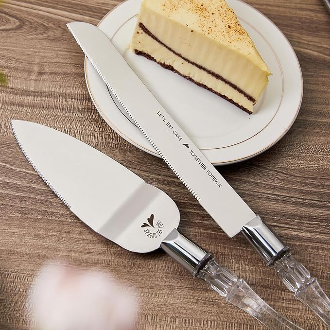 AW BRIDAL Cake Cutting Set for Wedding Stainless Steel Wedding Cake Knife Pie Server Pizza Cutter Gifts for Wedding, Engagement, Birthday, Anniversary