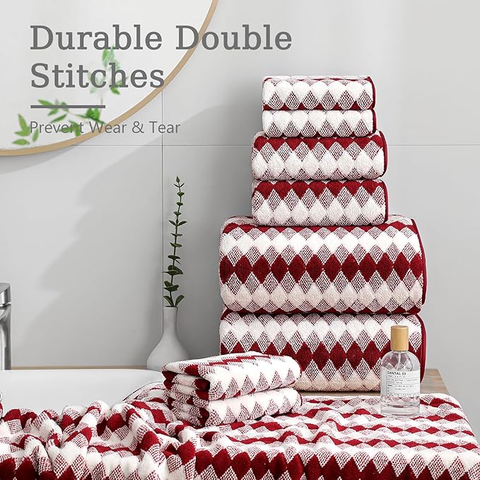 4 Piece Bath Towel Set Oversized Bath Sheet 35"x70" Bathroom Towel Extra Large Towel Set Soft Highly Absorbent & Quick Dry Premium Bath Sheet for Bathroom 600GSM Shower Towel Spa Gym Hotel,Burgundy