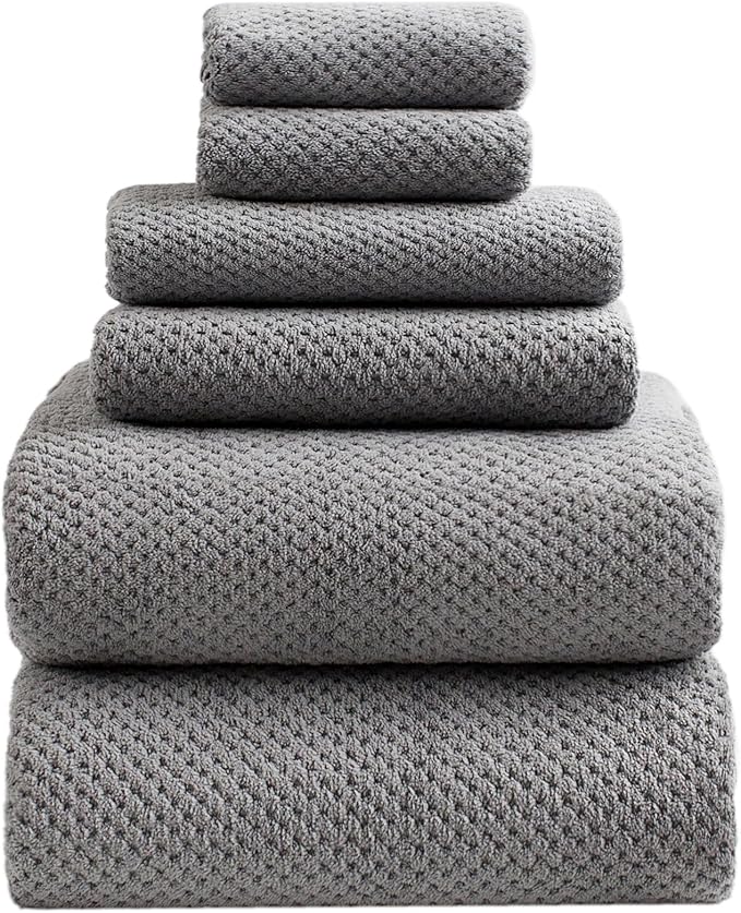 Oversized Bath Towels Extra Large 40x80 Inches Bath Sheets for Adults Super Soft Quick Dry Highly Absobent Microfiber Shower Towels (Grey,6 Piece)…