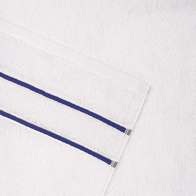 4 Packed White Washcloth Set, 100% Turkish Cotton Washcloths Washrags, Small Hand Face Towels for Bathroom and Kitchen, Navy Blue