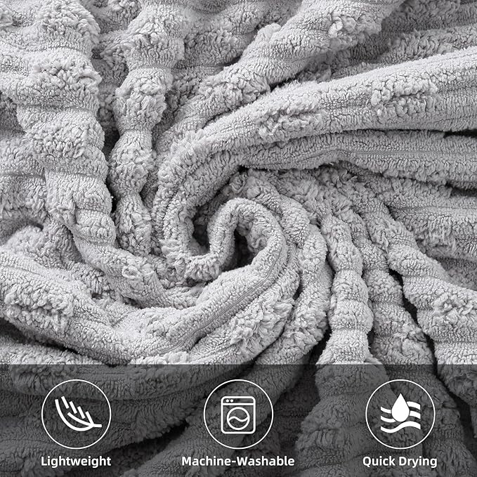 40x80 Inches Oversized Bath Sheets Extra Large Bath Towels Set of 6 for Adults Super Soft Quick Dry Lightweight Lint Free Absorbent Stripe Microfiber Shower Towels (Grey,6 Piece)