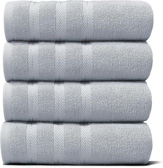 Hearth & Harbor Luxury Hand Towels - 100% Ring Spun Cotton Hand Towels for Bathroom, Shower, Spa, Soft & Absorbent Towels, 4 Piece Set, Ice Blue
