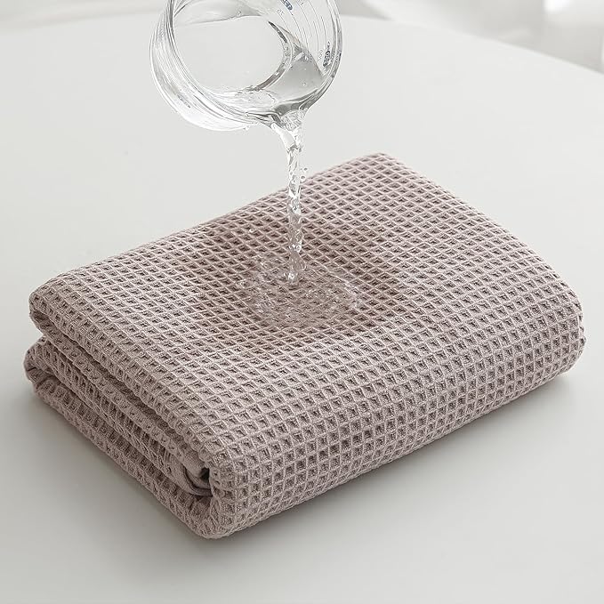 40 x 80 Inches Extra Large Bath Sheets Towels Microfiber Waffle Oversized Bath Towels for Bathroom Quick Dry Lightweight (Beige,2PCS)