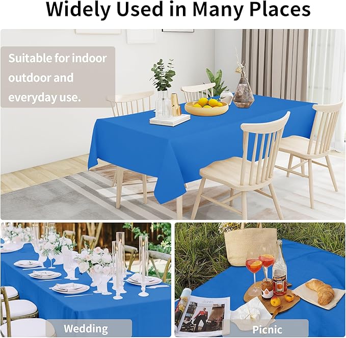 Easy-Going Faux Linen Waterproof Spill-Proof Tablecloth Stain Resistant Rectangle Table Cloth Wrinkle Free Decorative Fabric for Kitchen, Dining, Party, Weddings, Restaurants (60x120 in, Royal Blue)