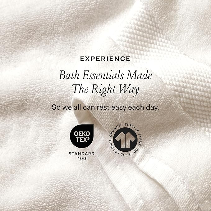 BOLL & BRANCH Plush Bath Sheet Set - Stone - 6 Piece - Includes 2 Oversized Bath Sheets, 2 Hand Towels & 2 Washcloths - 100% Organic Cotton - Ultra Soft & Luxurious - Quick Absorbing