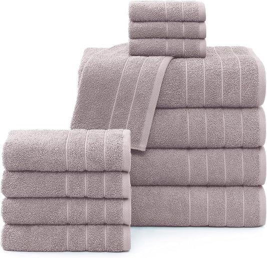 Casa Platino 100% Cotton 12 Piece Bath Towel Set - Ring Spun, Quick Dry, Super Soft & Highly Absorbent - 4 Bath, 4 Washcloths, 4 Bathroom Hand Towels - Hotel Quality Bathroom Towel Set - Platinum