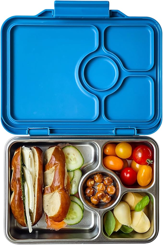 Yumbox Prêt Stainless Steel Bento Box – Leakproof, Reusable Lunch Container for Kids & Adults – Sandwich & Snack Friendly, BPA-Free, Durable Food Box (Normandy Blue)