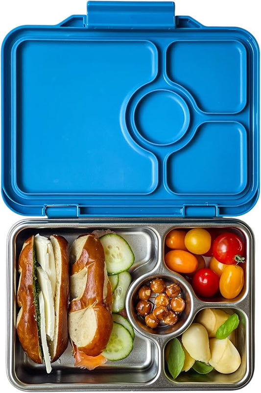 Yumbox Prêt Stainless Steel Bento Box – Leakproof, Reusable Lunch Container for Kids & Adults – Sandwich & Snack Friendly, BPA-Free, Durable Food Box (Normandy Blue)
