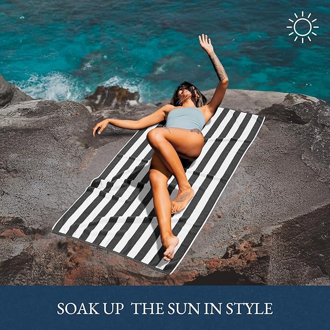 LANE LINEN 6 Pack Beach Towels - 100% Cotton Oversized Pool Towels with Bag, Soft & Absorbent (30"x60") Beach Essentials for Women - Tropical Escape