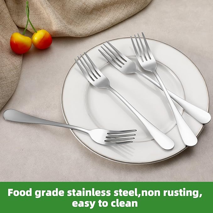 16 Piece Dinner Forks Set, Food-Grade Stainless Steel Forks Silverware, Cutlery Fork, Salad Fork, Metal Forks for Home, Kitchen or Restaurant, Mirror Polished, Dishwasher Safe - 7.3 Inch