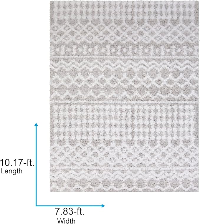 Livabliss Hapsburg Moroccan Shag Area Rug, 7'10" x 10'2", Light Gray