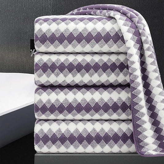 4 Piece Extra Large Bath Towel Set Oversized Bath Sheet 35"x70" Bathroom Towel Set Soft Highly Absorbent & Quick Dry Premium Bath Towel for Bathroom 600GSM Shower Towel Spa Gym Hotel,Plum