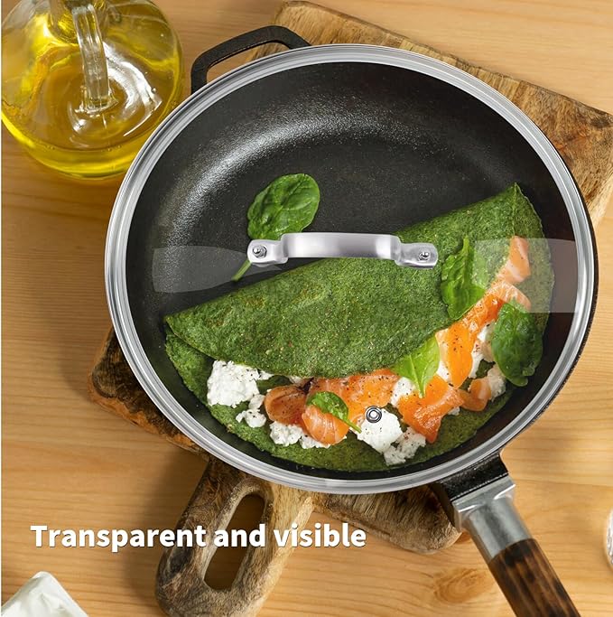 12" Tempered Glass Pan Lid with Steam Vent, Thickened to 4mm and Dishwasher Safe and Oven up to 480℉, Universal Lid Fit for Cast Iron Skillets, Frying Saute Pan, Cooking Pot