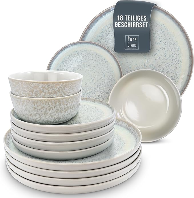 toneware dinnerware set 6 persons 18-pcs - Mediterranean dinnerware set, dishwasher, microwave and scratch resistant - bowl and plate set - dinnerware Pure Living Light Beige