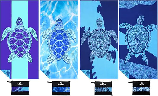 4 Pack Microfiber Lightweight Thin Beach Towel Sand Free Quick Dry Super Absorbent Large Towels for Swimming Pool Yoga Gym Travel Vacation Beach Accessories Essentials for Adults