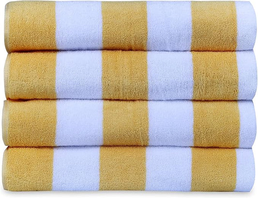 Casa Lino Large Beach Towel Set - Beach Towels Oversized - Highly Absorbent & Quick Dry Pool Towels - Soft 100% Cotton Large Bath Towel Set - 60" x 30" - Pack of 4 - (Honeydew Yellow)