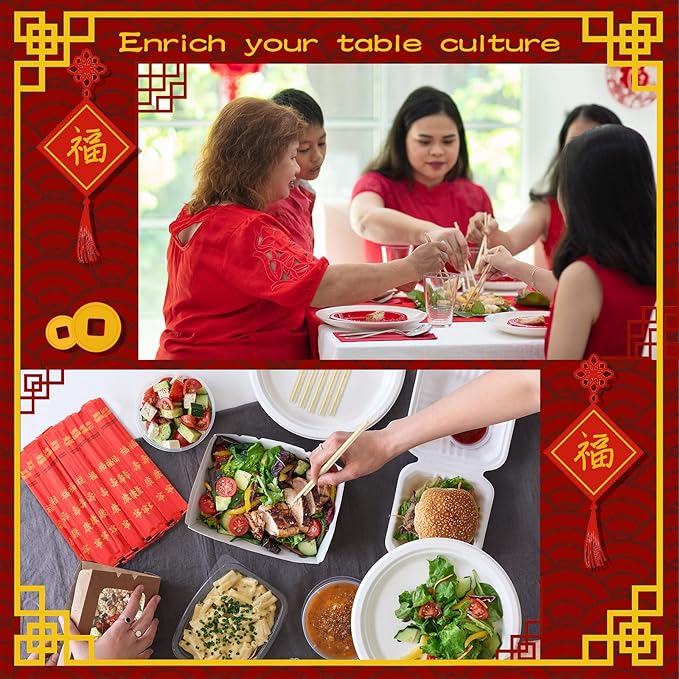 Sabary 200 Pairs Bamboo Chopsticks Disposable Sleeved and Separated Chop Sticks Quality Chopsticks Disposable UV Treated (Joyous)