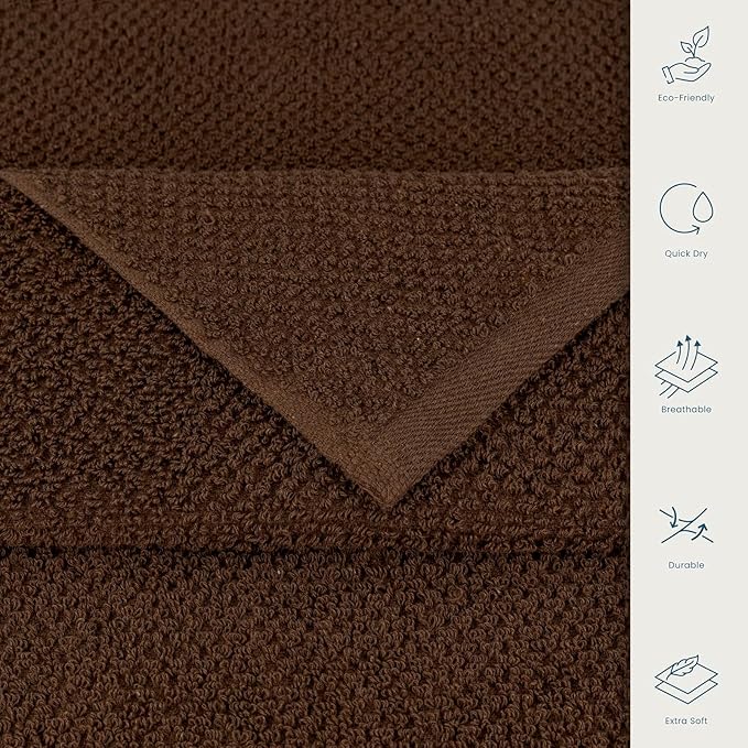 CASA COPENHAGEN Popcorn Textured 6 Pieces Towel Set- Toffee, 550 GSM 2 Bath Towel 2 Hand Towel 2 Washcloth, Rough & Tough Use Cotton Towels Gift Set for Bathroom