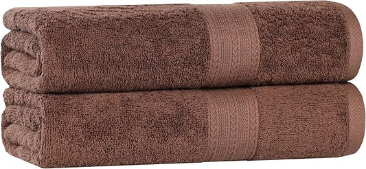 Superior Eco-Friendly Cotton 2-Piece Bath Sheet Set, Oversized Towels for Adults and Kids, Body Towels for Shower, Bath, Quick Dry, Resort, Bathroom Basics, Home, Apartment Essentials, Brown