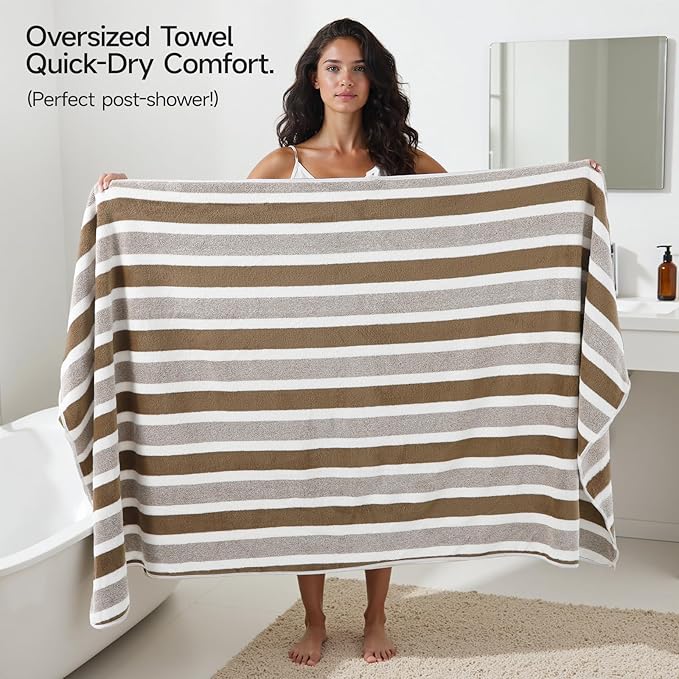 REDKISS Ultra Soft Bath Towel Sets 6-Piece 35"x70" | 100% Microfiber Highly Absorbent & Quick Dry | Brown Towels for Bathroom, Spa, Gym | 2 Bath Sheets, 2 Hand, 2 Washcloths