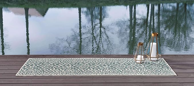 Unique Loom Outdoor Collection Area Rug - Cape Town (2' x 8' Runner, Teal/ Ivory)