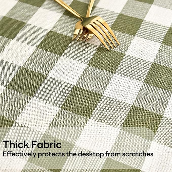 Gingham Tablecloth Rectangle Table Cloth Heavy Duty Cotton Checkered Table Cover for Spring Picnic Kitchen Dining(C-Sage Green, 52x52 inch)
