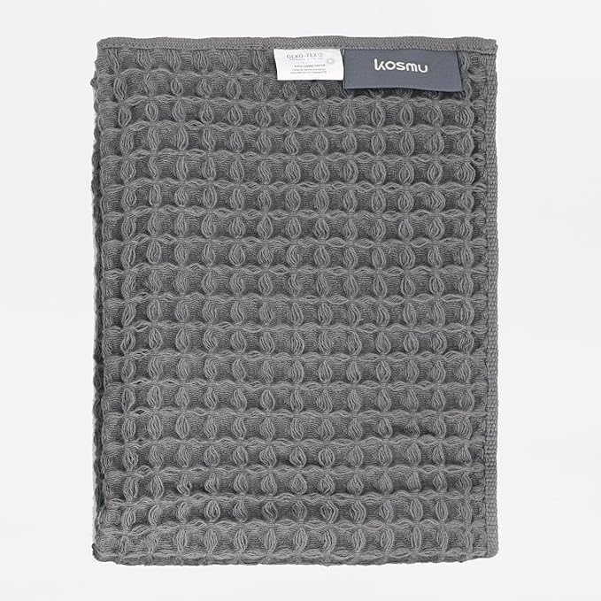 Luxury Organic Japanese Cotton Waffle Bath Towel | Thick, Absorbent, Quick Dry Bathroom Towels for Shower, Sauna, Onsen| Hotel & Spa Quality, Gift-Ready (Smoke Grey, Hand Towel, 32" x 16")