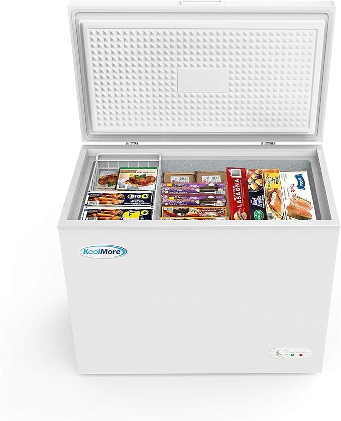 KoolMore SCF-7C Deep Chest Freezer with Two Wire Basket, 7 cu. ft. Food and Meat Storage, for Commercial and Home Use ETL Certification, White