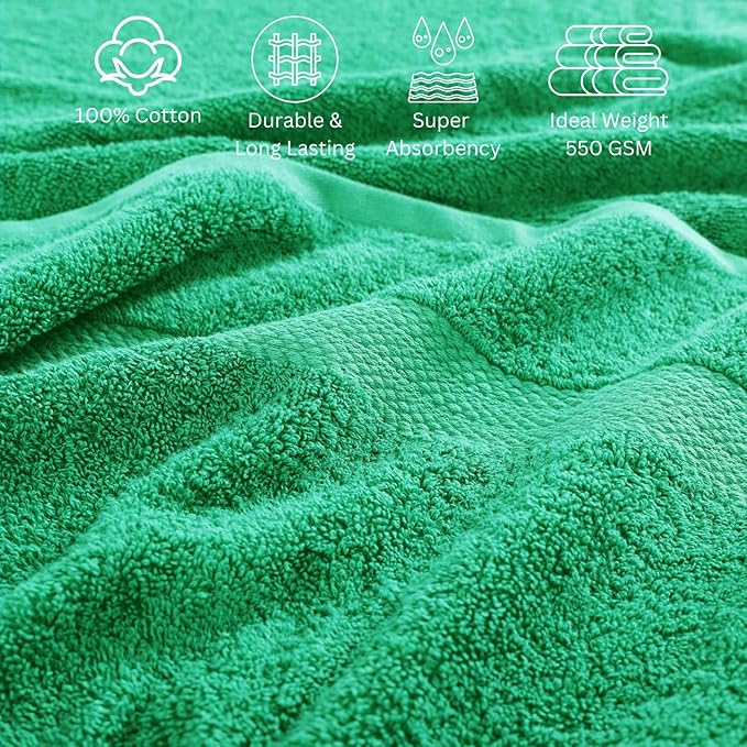 LANE LINEN Bath Towel Set - 24 PCs - Durable, Absorbent, Soft & Quick Dry - 100% Ring Spun Cotton Towels Set - 4 Bath, 4 Fingertip, 6 Hand Towel, 8 Washcloth, 2 Bath Sheet Set - Emerald