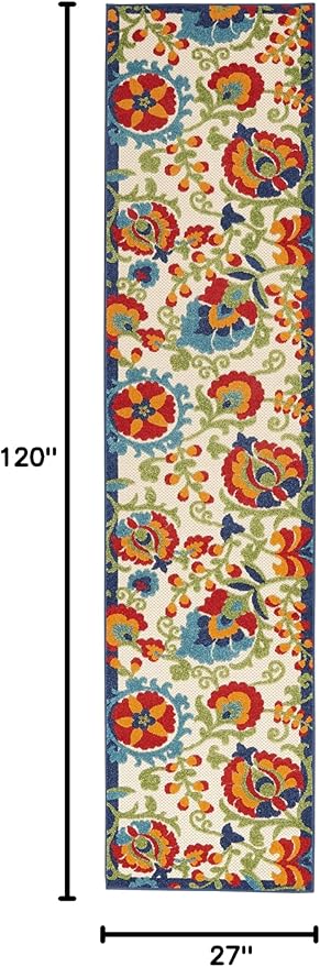 Nourison Home Aloha Multicolor 2'3" x 10' Area Rug - Easy Clean, Non Shedding, Bed Room, Living Room, Dining Room, Kitchen (10' Runner)