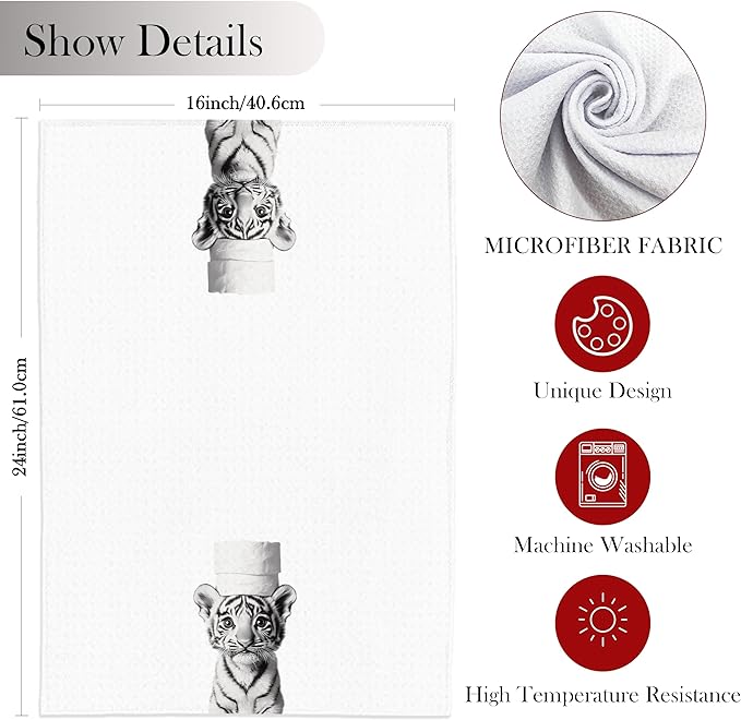 Tiger Hand Towels for Bathroom, Tigers Bathroom Hand Towels, Funny Hand Towels, Tiger Bathroom Decor, Tiger Gifts for Women Tiger Lovers, 16x24 Inch