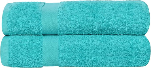 Superior 2-Piece Cotton Bath Sheet Set, Large Towels for Body, Quick Dry, Bathroom Essentials, Guest/Master Bath, Shower, Home Accessories, Apartment, Airbnb, Franklin Collection, Turquoise