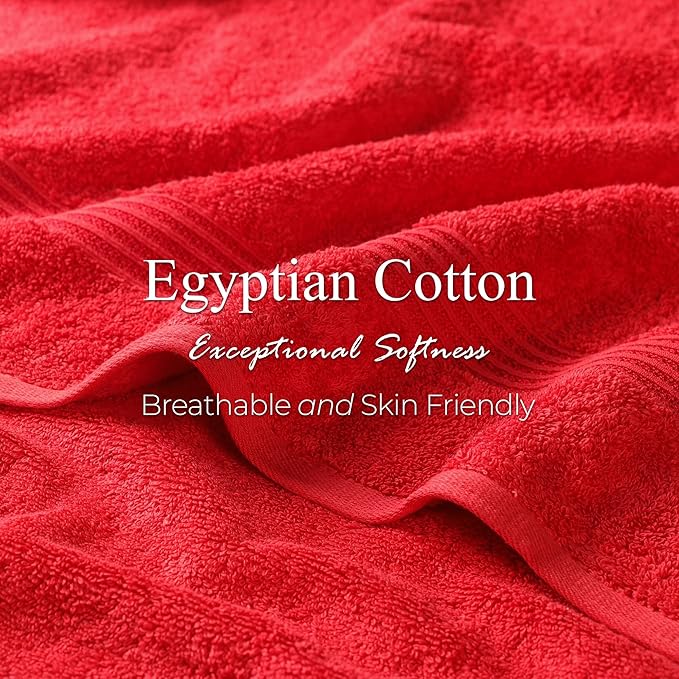 Superior Egyptian Cotton Bath Sheet Set, Oversized Towels for Home Bathroom, Master, Guest Bath, Decor Essentials, Quick Dry, Absorbent, Large Body Towel, Spa, Hotel, Resort, Set of 2, Red