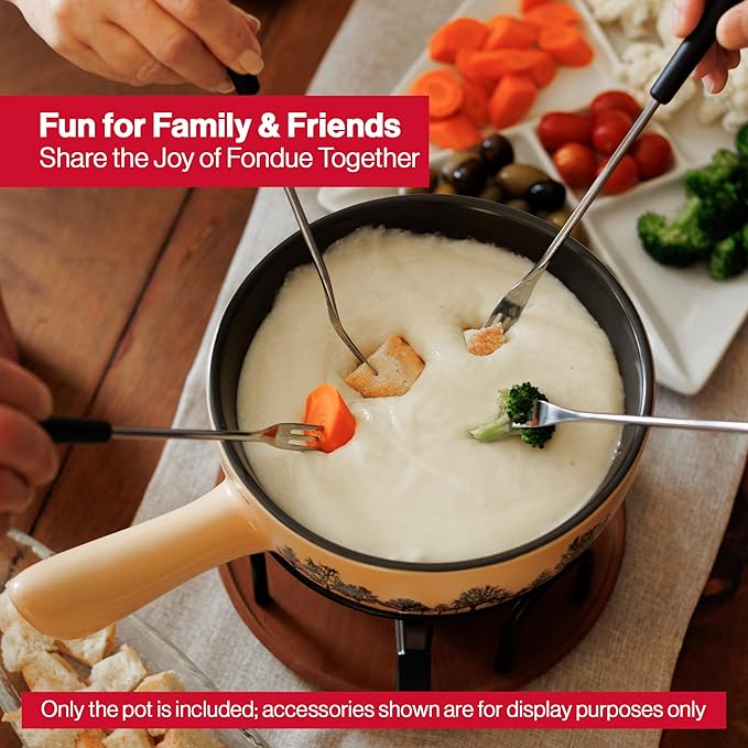 Swissmar Jura Ceramic Fondue Pot, 2.65L / 2.8QT – Pot Replacement for Cheese & Chocolate Fondue Maker – Durable Ceramic Caquelon – Safe for Cooktop, Oven & Microwave