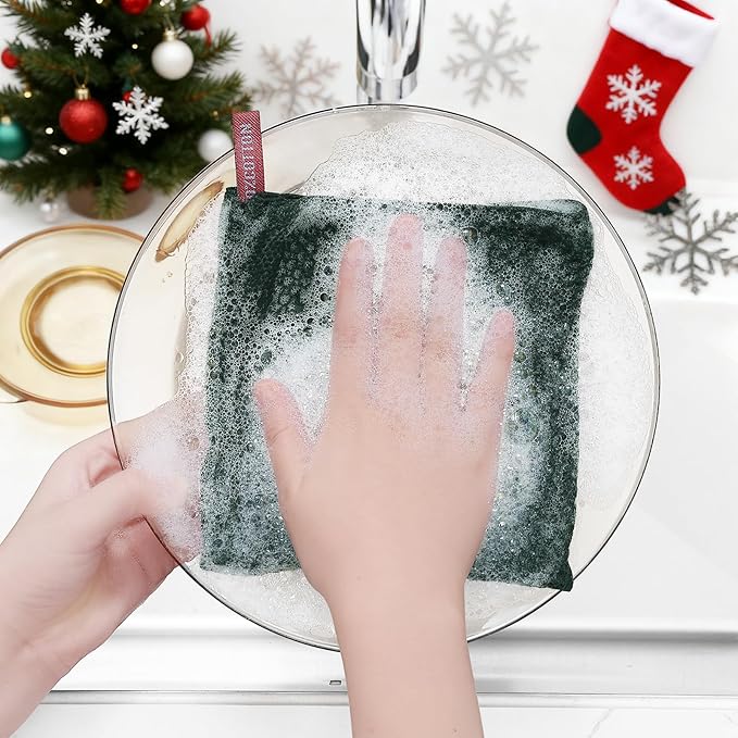 Homaxy 100% Cotton Waffle Weave Kitchen Dish Cloths, Ultra Soft Absorbent Quick Drying Dish Towels, 12 x 12 Inches, 8-Pack, Blackish Green