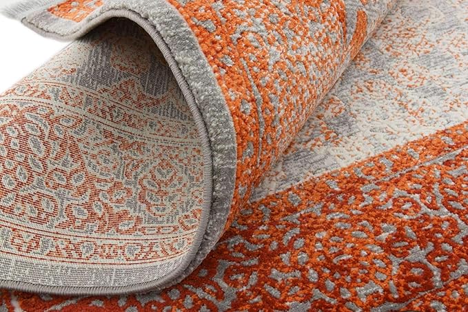 Unique Loom Traditional Classic Intricate Design Distressed Vintage Detail, Area Rug, 4' 0" x 4' 0", Terracotta/Gray