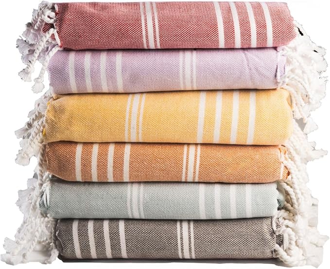 Salt Earth Grey Mist, Lavender Frost, Peach Caramel, You Yellow, Rococoo Red, Sea Turtle Towel