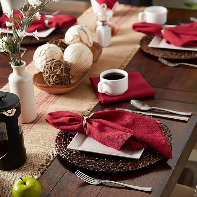 DII Variegated Tabletop Collection, Napkin Set, 20x20, Tango Red, 6 Piece