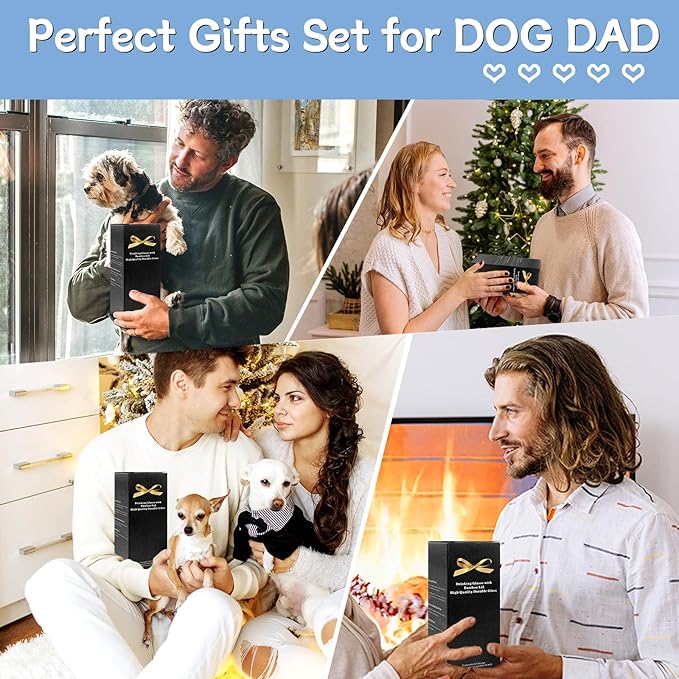Dog Dad Gifts, Father's Day Gifts for Dog Lovers, 18OZ Daddy Cute Iced Coffee Glass Cup and Socks Present Set for Men, Dogs Lover Present for Men, Best Puppy Dad Coffee Mug