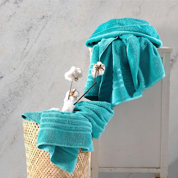 Hawmam Linen Jumbo Large Bath Sheets Towels 2 Pack Soft and Absorbent, Premium Quality 100% Cotton Towels (Teal Turquoise, Bath Sheet)