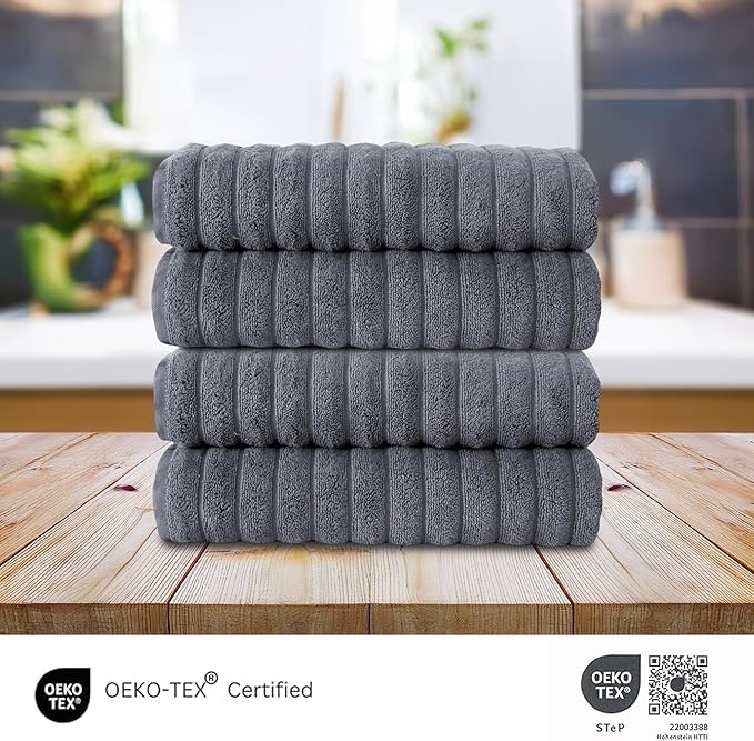 Classic Turkish Towels CTT Premium 4 Pack Bath Towels Set, Made with 100% Turkish Cotton, Spa & Hotel, Quick Drying Towels, Absorbent & Comfy | 27"x54" (Grey)