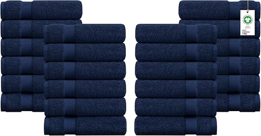 Delara 100% Organic Cotton Towels 650 GSM Plush Feather Touch Quick Dry Hand Towel, Pack of 24 GOTS Certified, Oeko-Tex Green Certified, Organic Cotton Hand Towel, 20"X30"